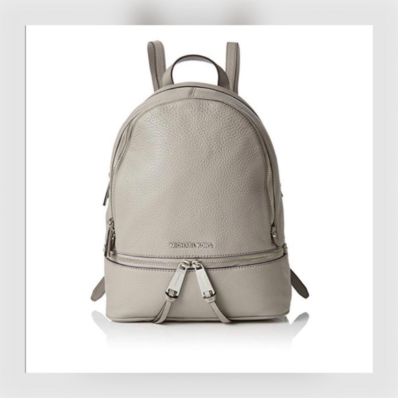 MICHAEL Michael Kors Handbags - MICHAEL KORS RHEA PEARL GREY LEATHER BACKPACK SM